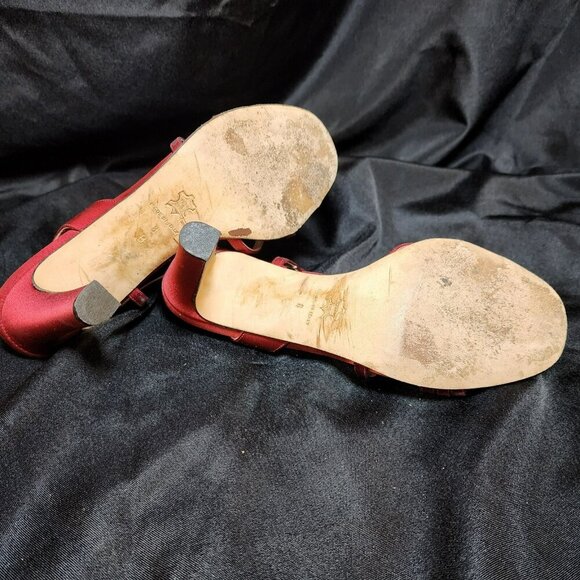Classiques Entier Red Strappy Heels Size 8B | Italian Leather 8 Inch Dress Sanda - Picture 6 of 8